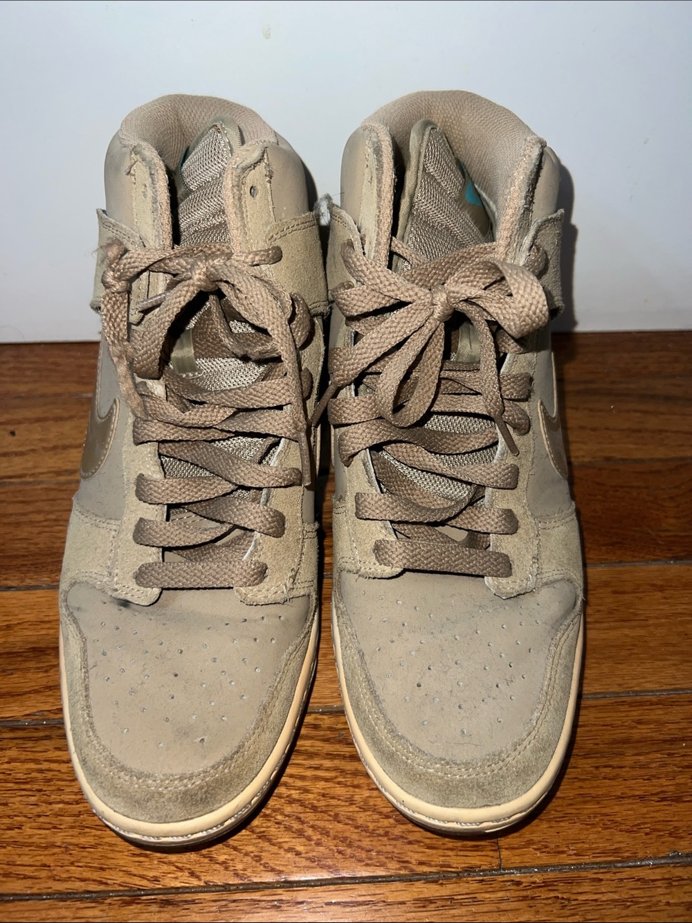 Vintage Y2K Nike Tan Suede Wedge Mid Top Sneakers Gum Sole
